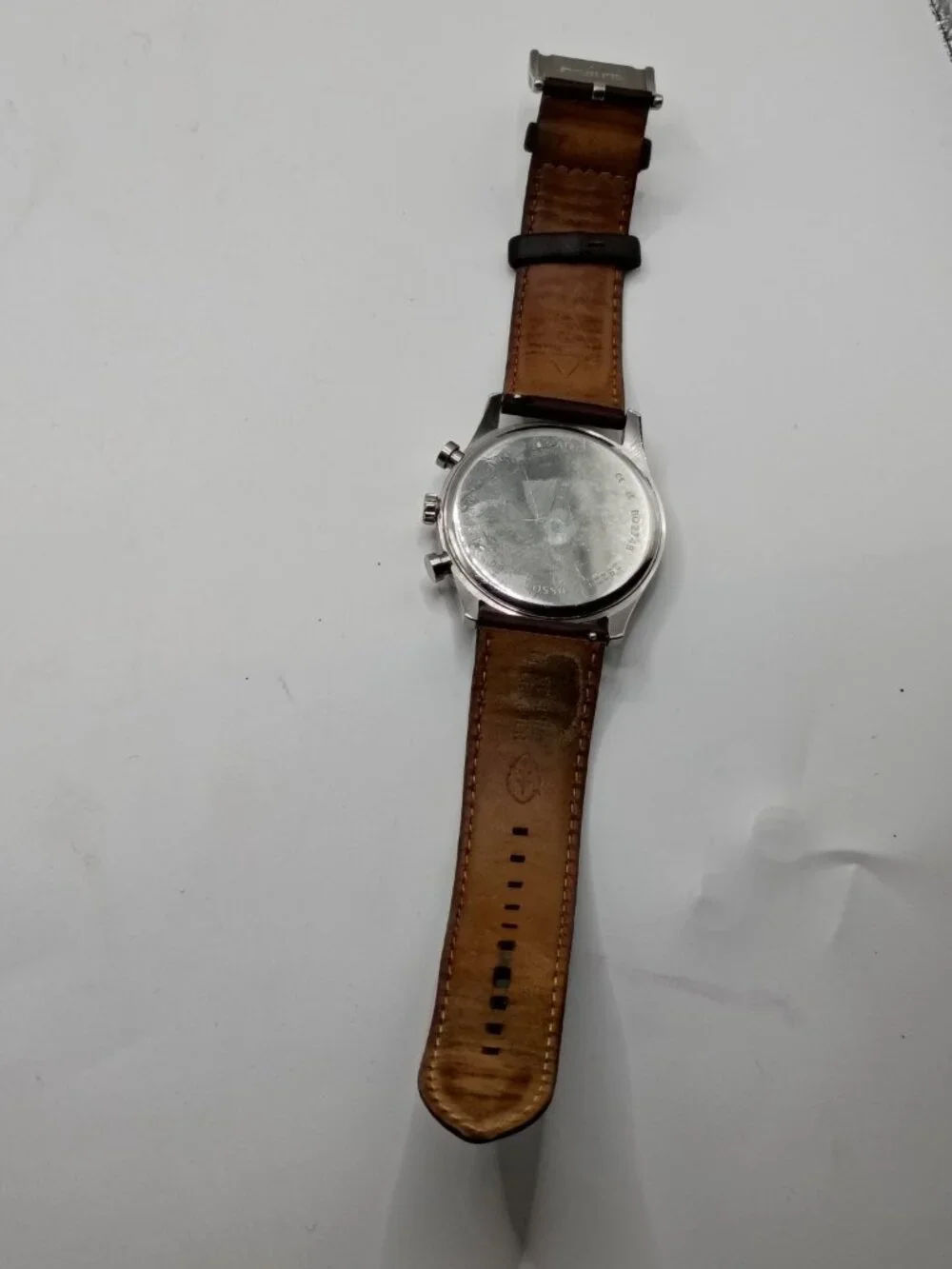 Fossil Sullivan Chronograph Silver Brown Leather BQ2748 Mens Watch